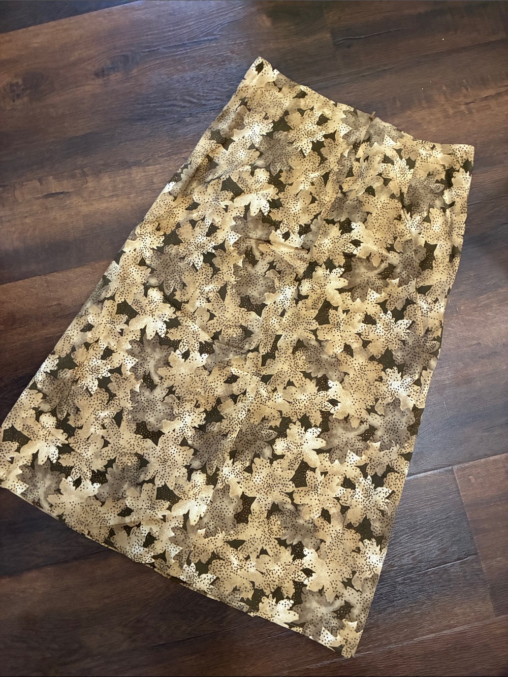 VINTAGE BANANA REPUBLIC FALL AUTUMN SILK Floral Print A-Line Skirt Beige/Brown 2
